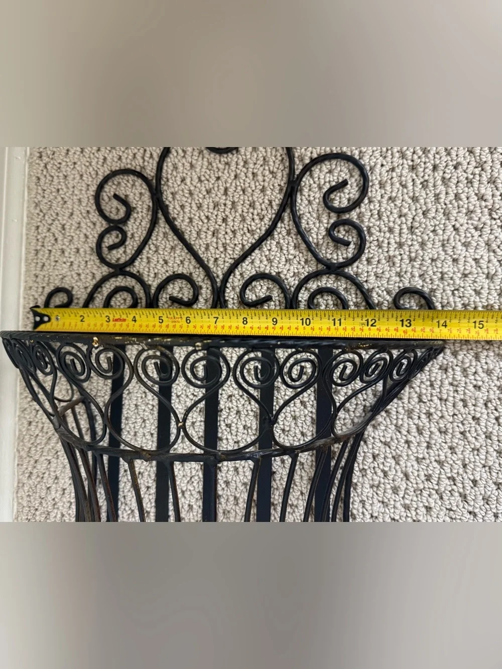 Pair of Black Decorative Wrought Iron Wall Baskets